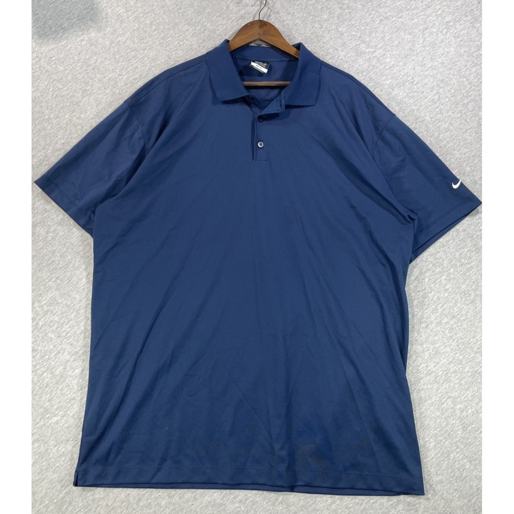 Nike Dri Fit Golf Polo Shirt Mens XL Blue Collared 3 Button Placket Golf Tennis